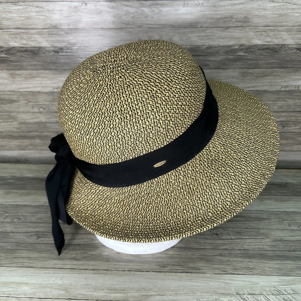 Scala Riviera Sunhat Womens Face Saver Braid Round Crown Brim